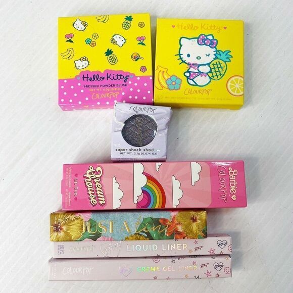 Colourpop Makeup Lot 7 pc Barbie/ Hello Kitty/ Blush/eyeliner/Palette - Picture 1 of 8
